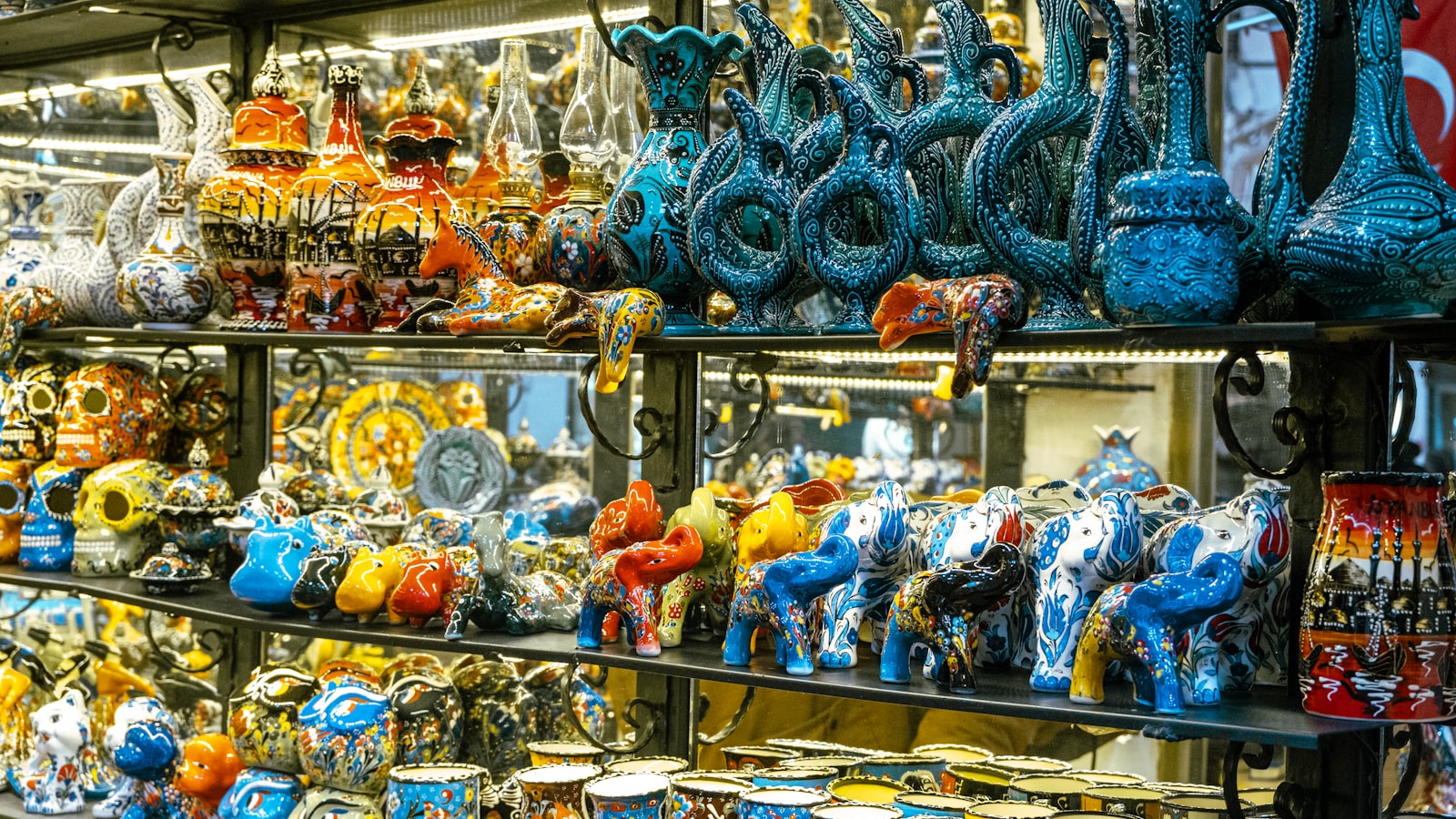 Grand Bazaar interior with colorful lamps